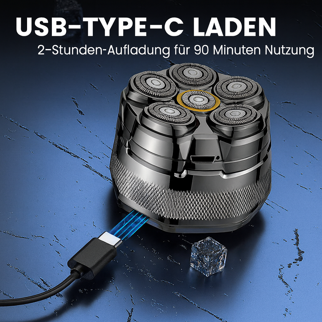 6D Wasserdichtes Kopf-Rasiererset für Männer mit Glatze