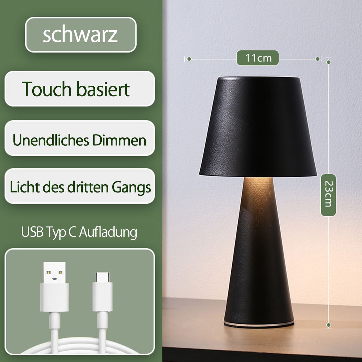 FJORD | LED Tischlampe Touch-dimmbar & aufladbar