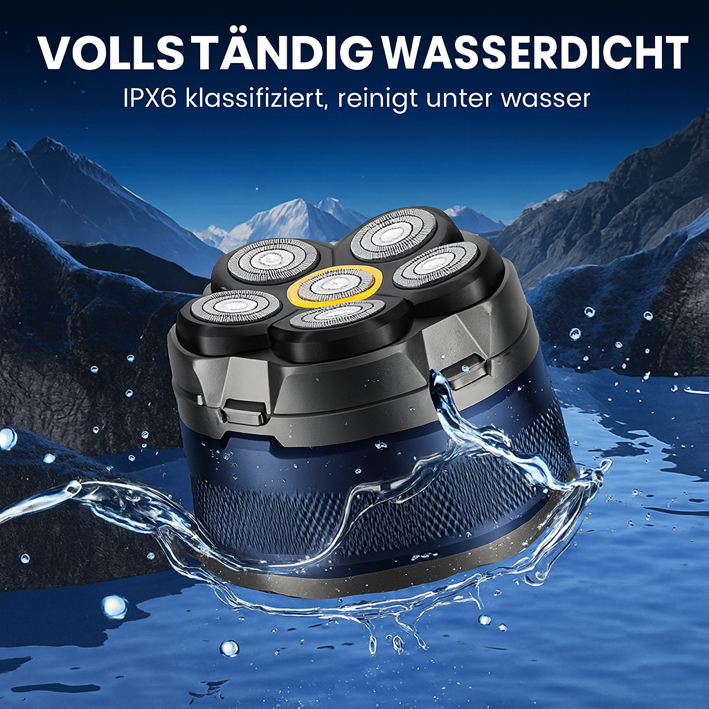 6D Wasserdichtes Kopf-Rasiererset für Männer mit Glatze