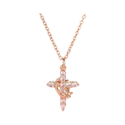 Halskette mit Kreuz- und Kronenanhänger